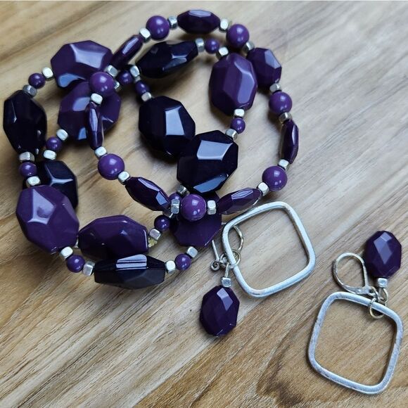 🩵Premier "Grapevine" Purple Set of 3 Bracelets - Picture 6 of 9